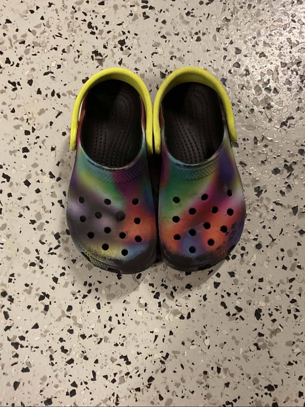 CROCS Kids Tie-Dye Clogs with Yellow Strap 0561